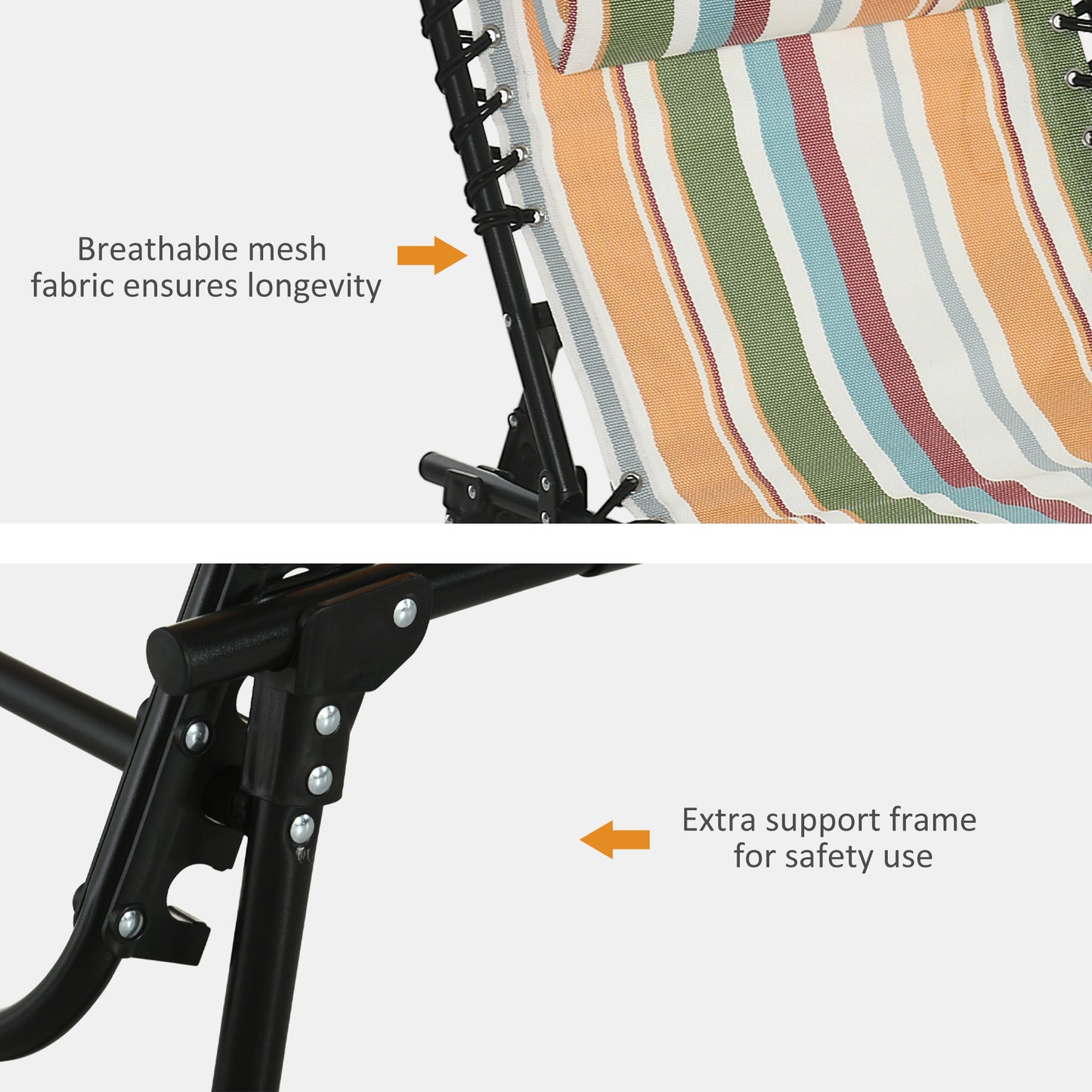 Folding Beach Chair Chaise Lounge 4 Adjustable Positions, Multicolored