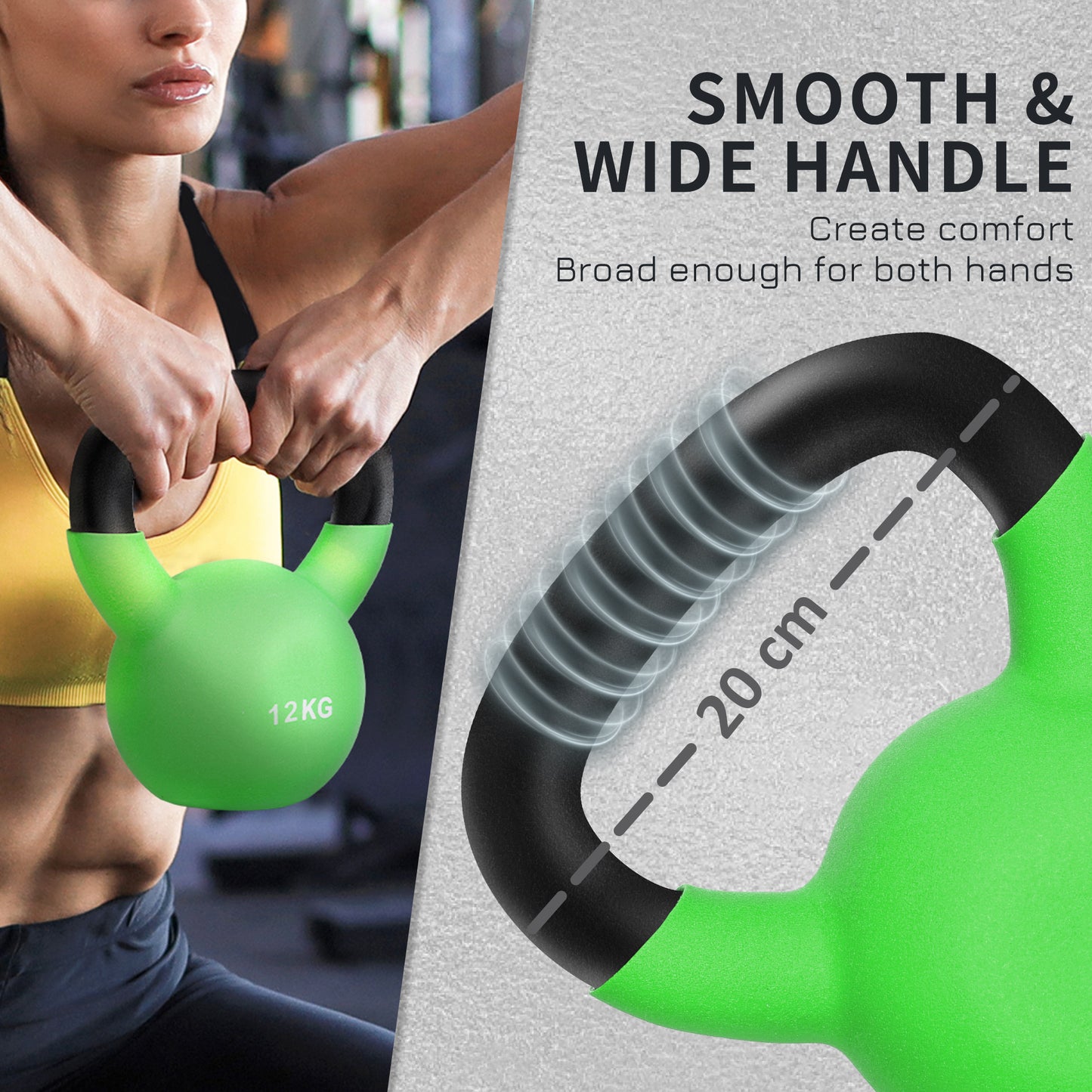 12KG Kettlebell with Soft Body and Non-Slip Handle, Green