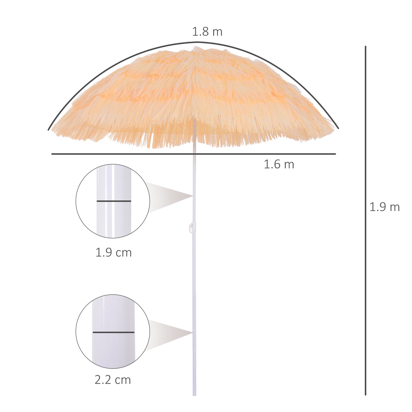 Garden Patio Hawaii Beach Sun Umbrella Sunshade Outdoor Folding Tilting Parasol