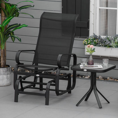 Outdoor Gliding Rocking Chair with Sturdy Metal Frame Garden Comfortable Swing Chair for Patio, Backyard and Poolside, Black