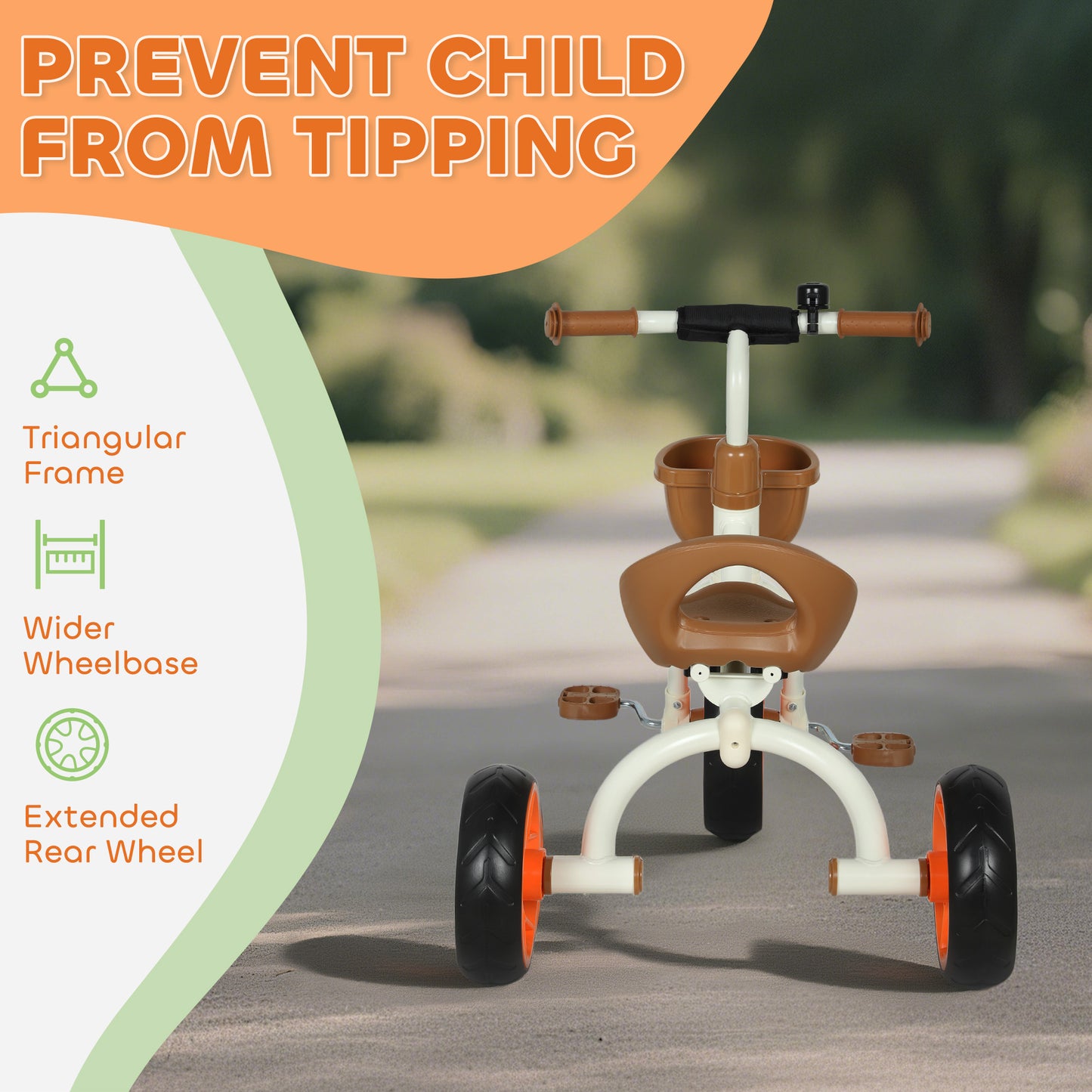 Kids Trike for Ages 2-5 Years, Toddler Tricycle with Front Basket and EVA Wheels, Indoor & Outdoor Use, for Boys and Girls, Orange
