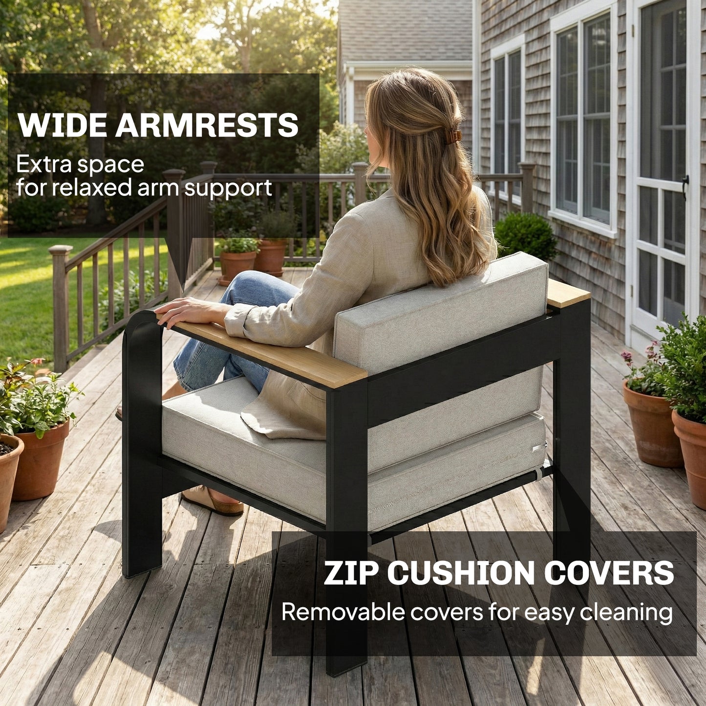 4 Seater Aluminium Garden Furniture Set with Olefin Cushions, Beige