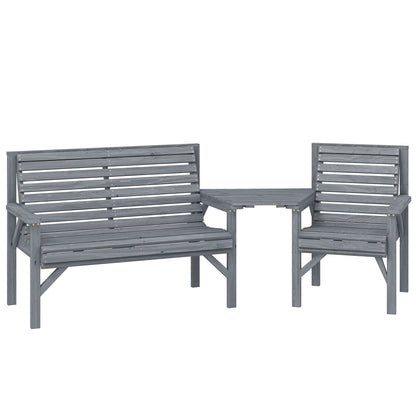 Wood Garden Furniture Set w/ Parasol Hole, Detachable Table, Grey