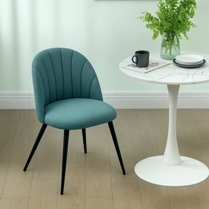 Set of 2 Dining Chairs with Shell Backrest and Padded Seat Green