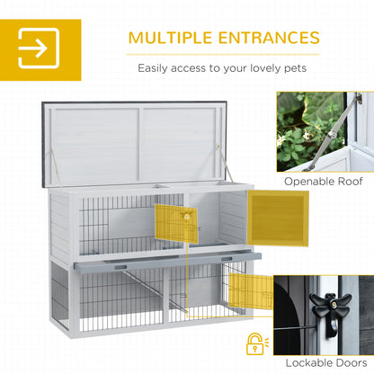 Rabbit Hutch w/ Removable Tray Openable Top for Indoors & Outdoors Grey