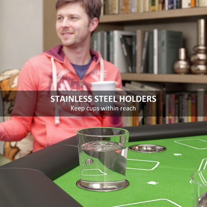 8 Player Foldable Poker Table with Cup Holders, Green