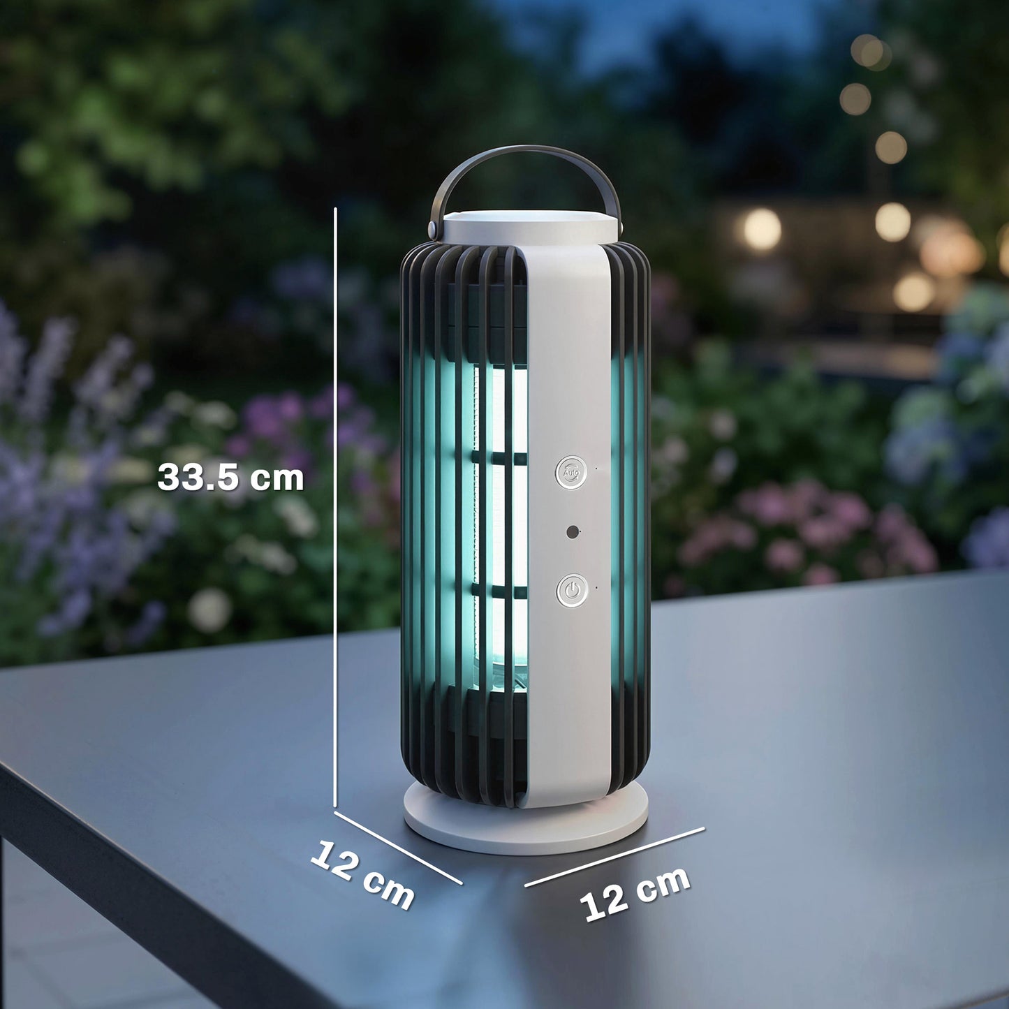 Electric Fly Zapper Indoor, Fly Killer with Fan, 365nm LED Light, Auto On/Off Light Sensor, 8 W Plug-in Bug Zapper Insect Mosquito Killer with Handle, Hanging/Freestanding for Home