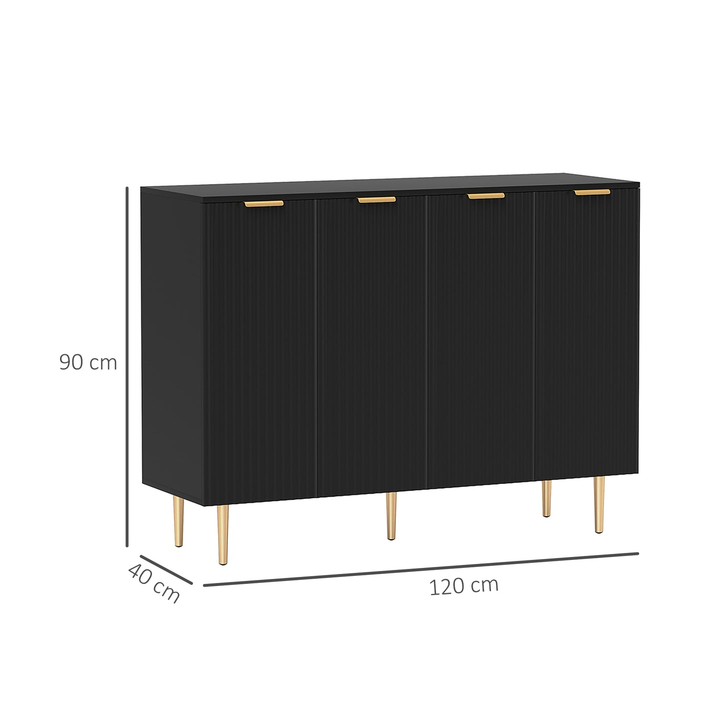 Sideboard Buffet Cabinet with Adjustable Shelves, Black