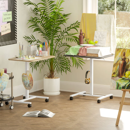 Standing Desk Mobile Overbed Table w/ Wheels for Home Office Grey