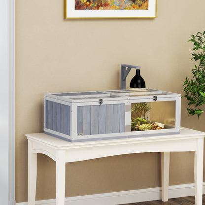 Wooden Tortoise House with Lamp Holder, Clear Windows