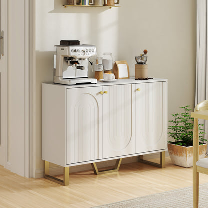 Sideboard with Adjustable Shelves & Doors for Living Room, White