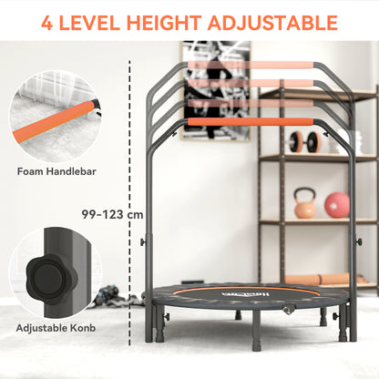48" Foldable Mini Fitness Trampoline w/ Foam Handle, Orange