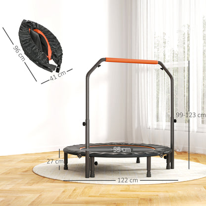48" Foldable Mini Fitness Trampoline w/ Foam Handle, Orange