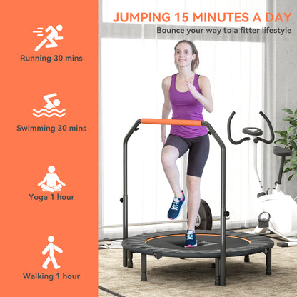 48" Foldable Mini Fitness Trampoline w/ Foam Handle, Orange