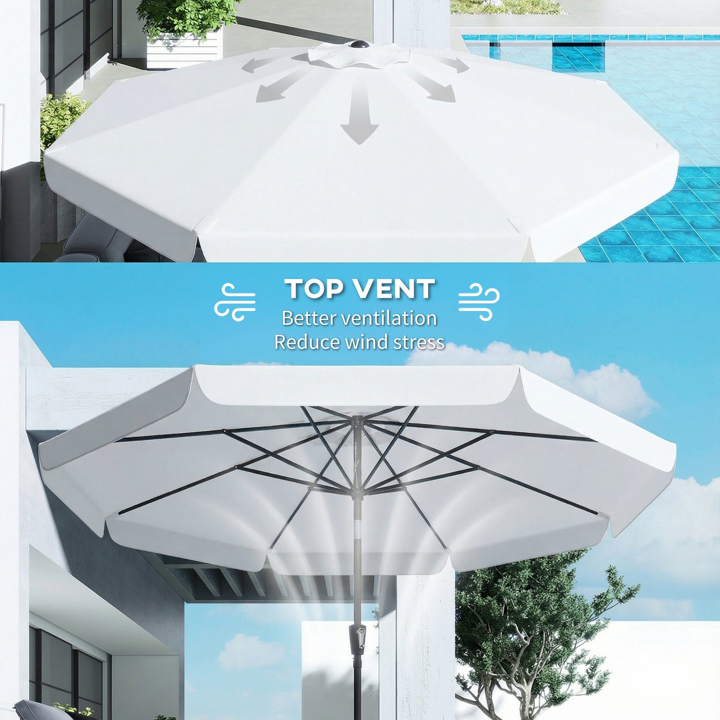 3 m Garden Parasol with Tilt & Crank, UPF30+ Outdoor Table Umbrella