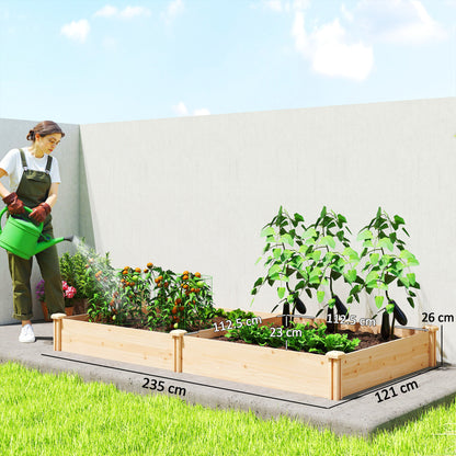 Raised Garden Bed, Wooden Planter Box with Divider and Open Bottom