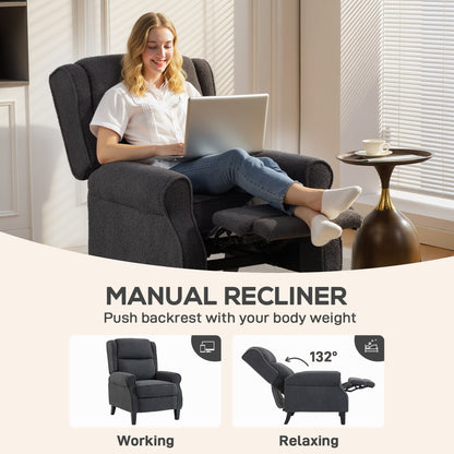 Recliner Armchair, Fabric Recliner Chair, Charcoal Grey
