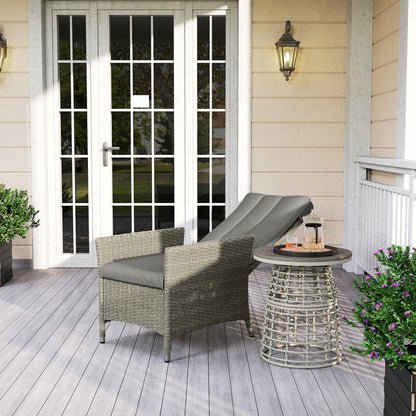 Rattan Garden Recliner Chair with Adjustable Backrest, Grey