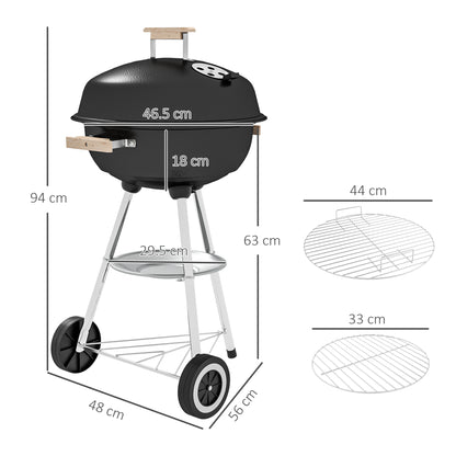 Portable Round Kettle Charcoal Grill BBQ Outdoor Heat Control Party