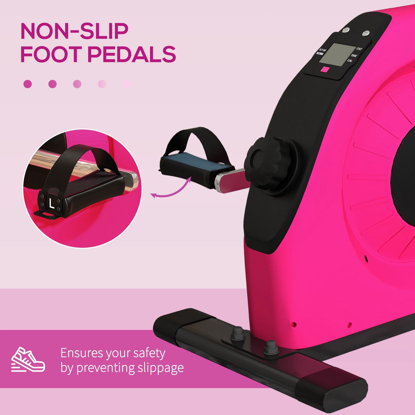 Mini Exercise Bike Under Desk Bike for Legs and Arms Workout, Red