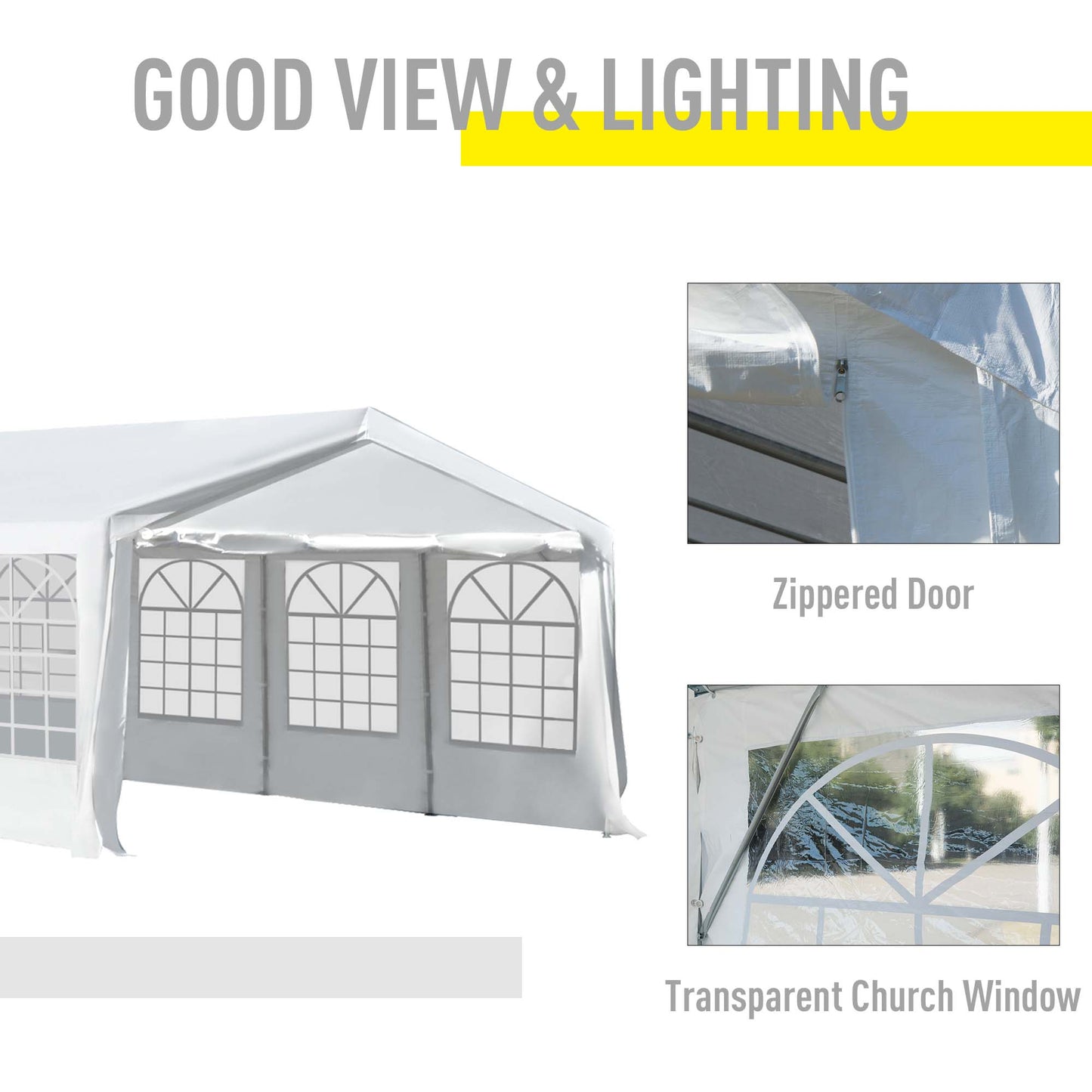 Outsunny 8m x 4m Garden Gazebo Marquee Party Tent Wedding Portable Garage Carport Event shelter Car Canopy Outdoor Heavy Duty Steel Frame Waterproof Rot Resistant