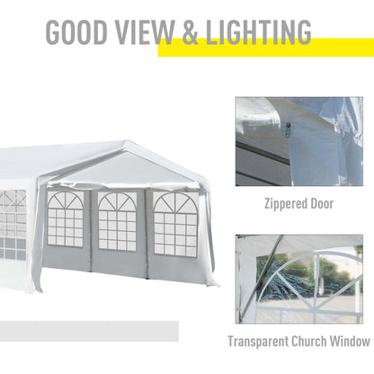Outsunny 8m x 4m Garden Gazebo Marquee Party Tent Wedding Portable Garage Carport Event shelter Car Canopy Outdoor Heavy Duty Steel Frame Waterproof Rot Resistant