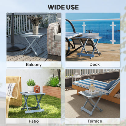 Wooden Folding Garden Table, Folding Side Table, Grey