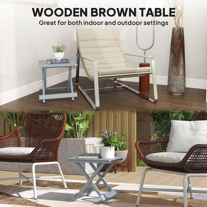 Wooden Folding Garden Table, Folding Side Table, Grey