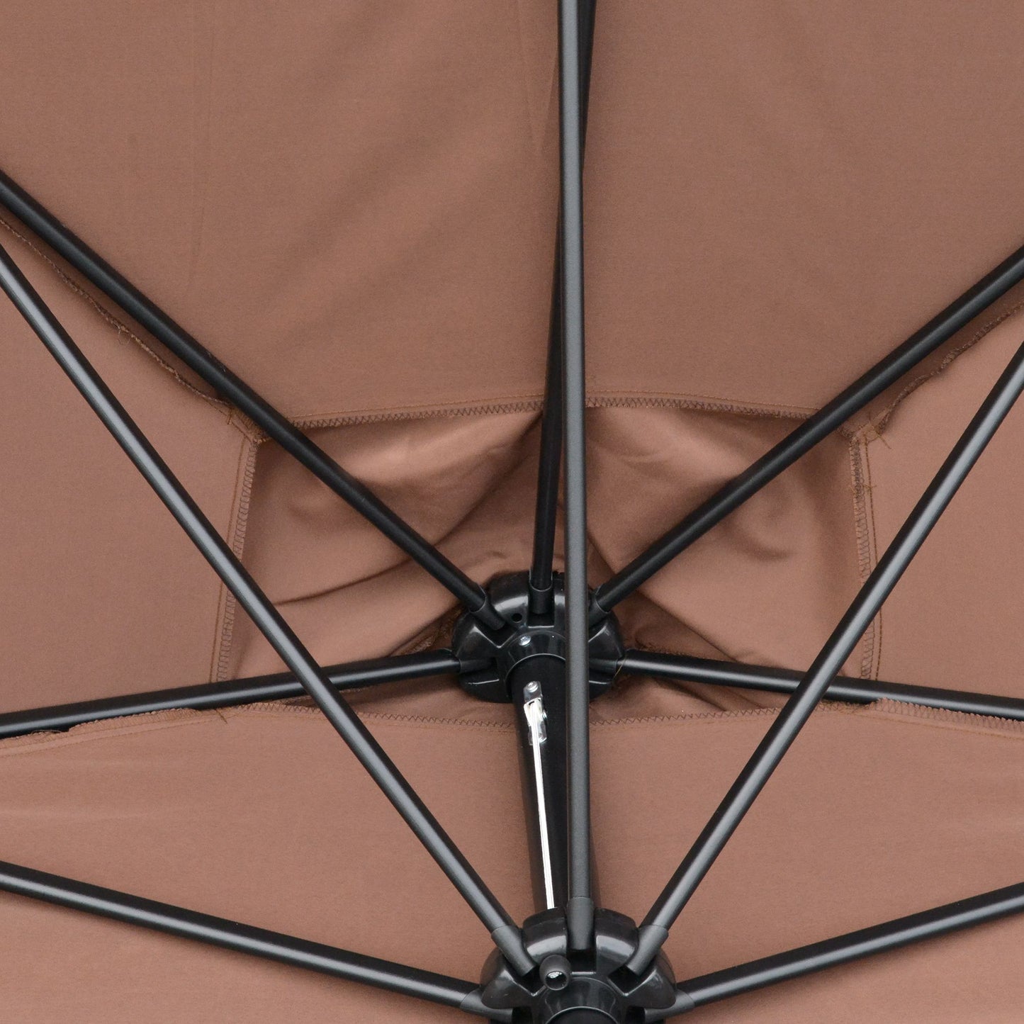 2.3m Patio Semi Round Half Parasol Umbrella with Metal Frame Crank Handle for Balcony- NO BASE INCLUDED, Brown