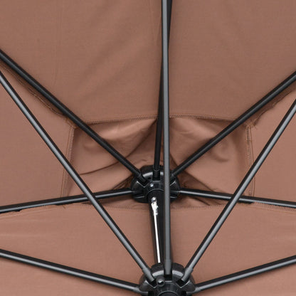 2.3m Patio Semi Round Half Parasol Umbrella with Metal Frame Crank Handle for Balcony- NO BASE INCLUDED, Brown
