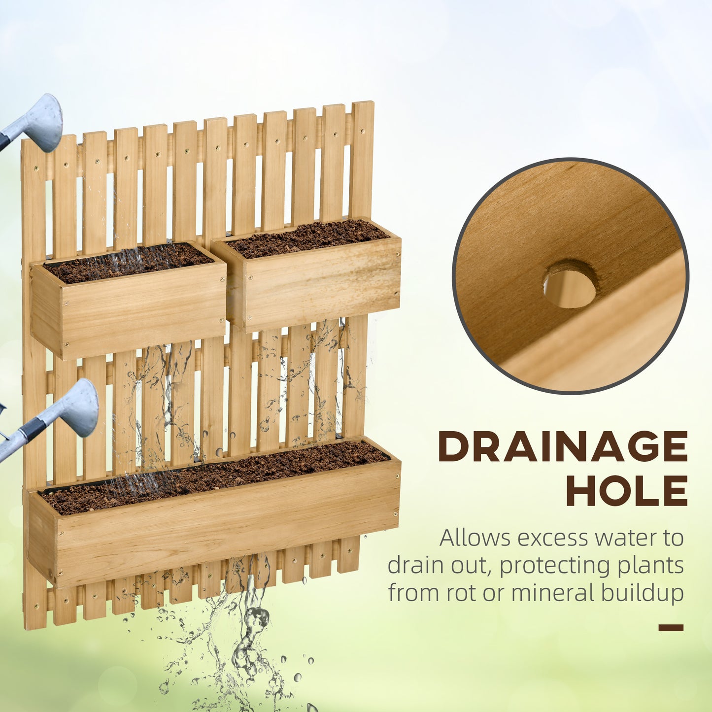 Wooden Garden Planters with Trellis Wall-mounted Raised Garden Bed