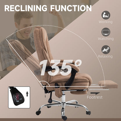 Massage Office Chair, Heated Reclining Desk Chair, Brown