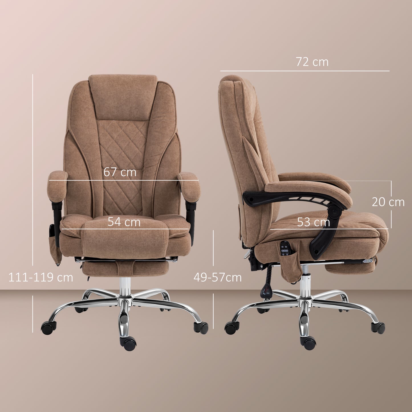 Massage Office Chair, Heated Reclining Desk Chair, Brown