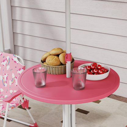 Kids Garden Furniture with 2 Folding Chairs and Umbrella, Pink
