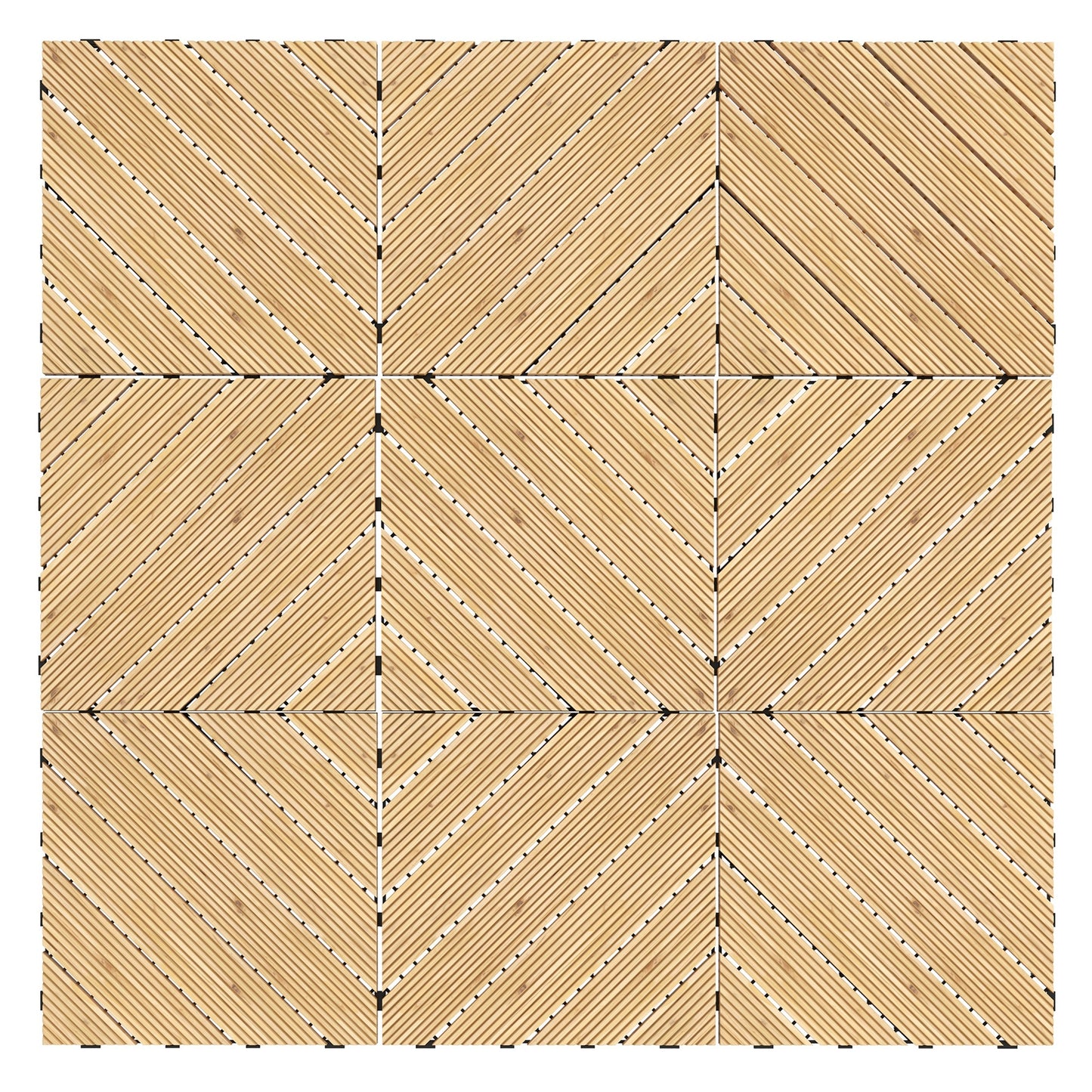 9 Pcs Garden Decking Tiles Wooden Outdoor Flooring Tiles for Patio, Balcony, Terrace, Hot Tub, Yellow