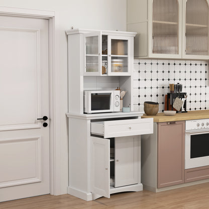 Kitchen Cupboard Storage Cabinet with Drawer, Doors and Shelves, White