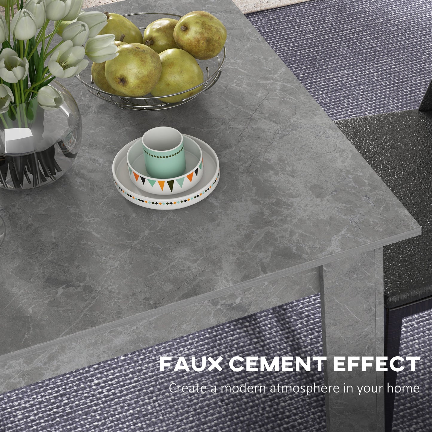 Square Dining Table, Kitchen Table with Faux Cement Effect