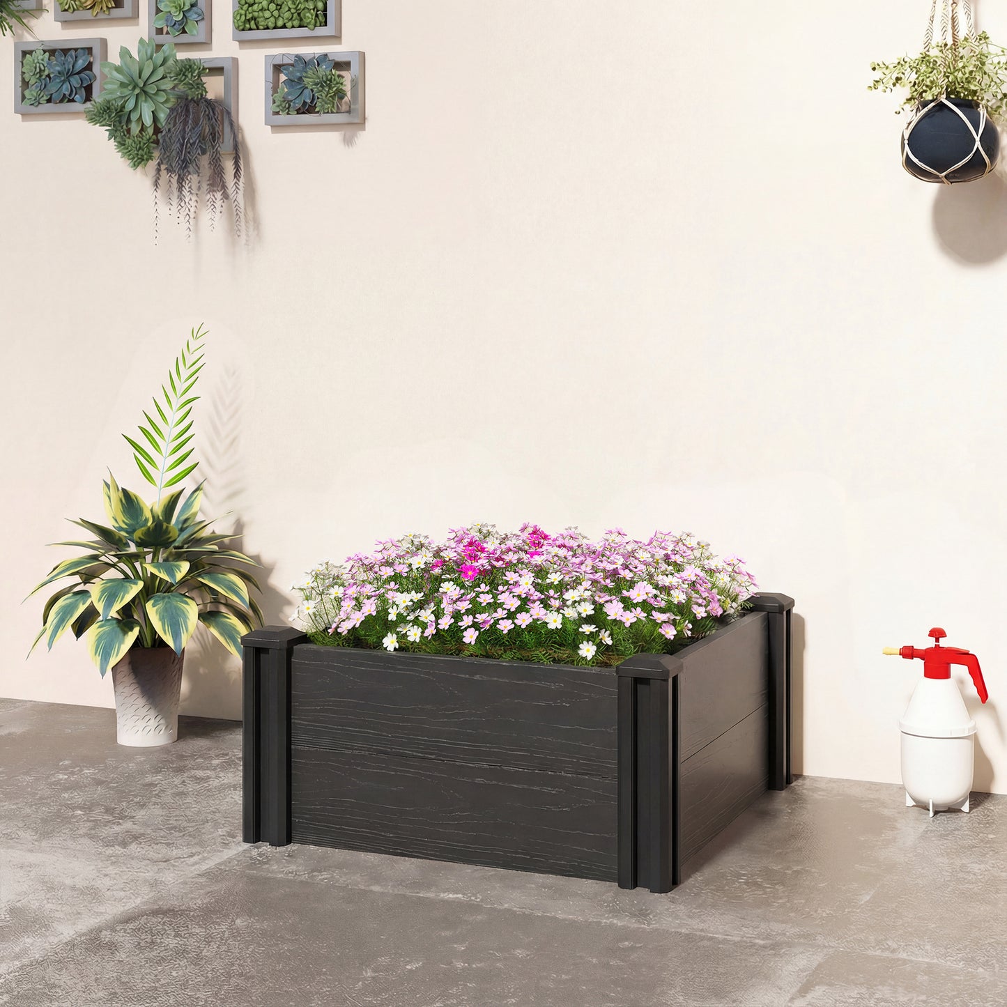 2 x 2 x 1ft Vinyl Raised Garden Bed Kit, Dark Grey