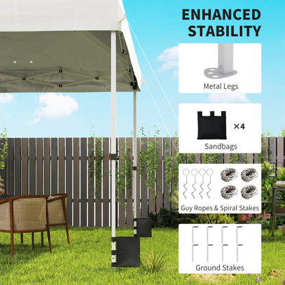 3x3 m Pop Up Gazebo w/ Wheels, One-Touch Party Tent, White