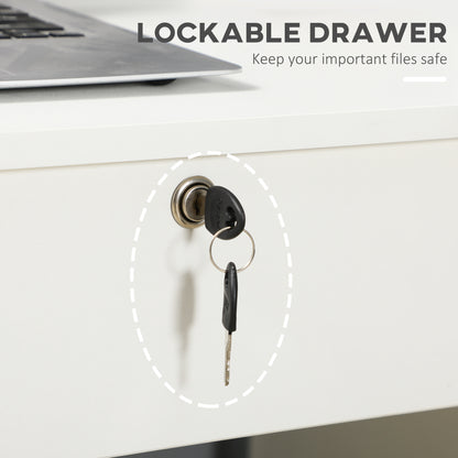 Computer Desk Writing Desk with Five Drawers for Home Office White