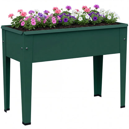 Raised Planter, Metal Raised Garden Bed on Legs with Drainage Hole