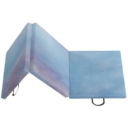 6FT Foldable Gymnastics Mat, Tri-Fold 2" Thick Crash Mat, Blue