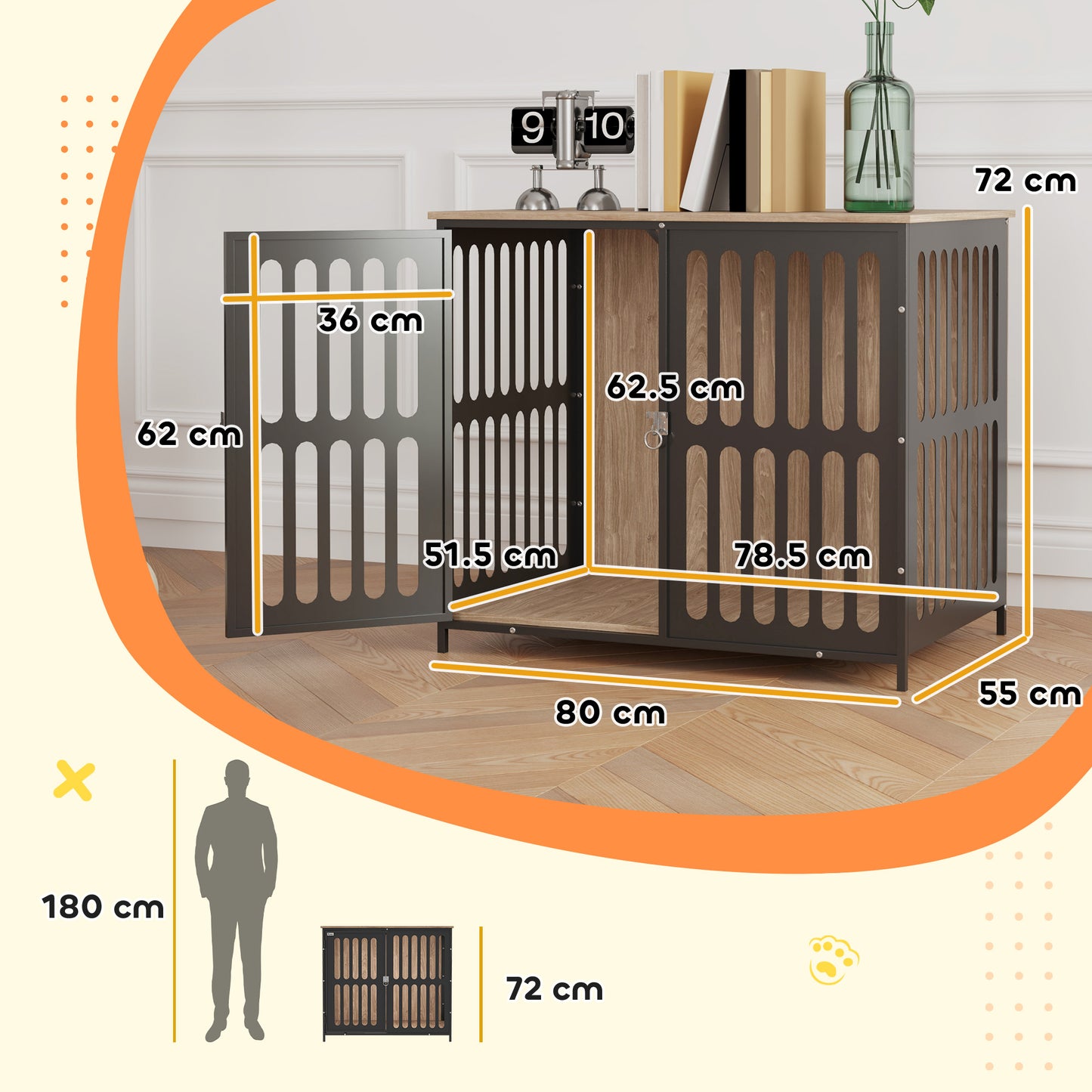 8 Panels Heavy Duty Dog Playpen with Door Indoor Outdoor, 80cm High
