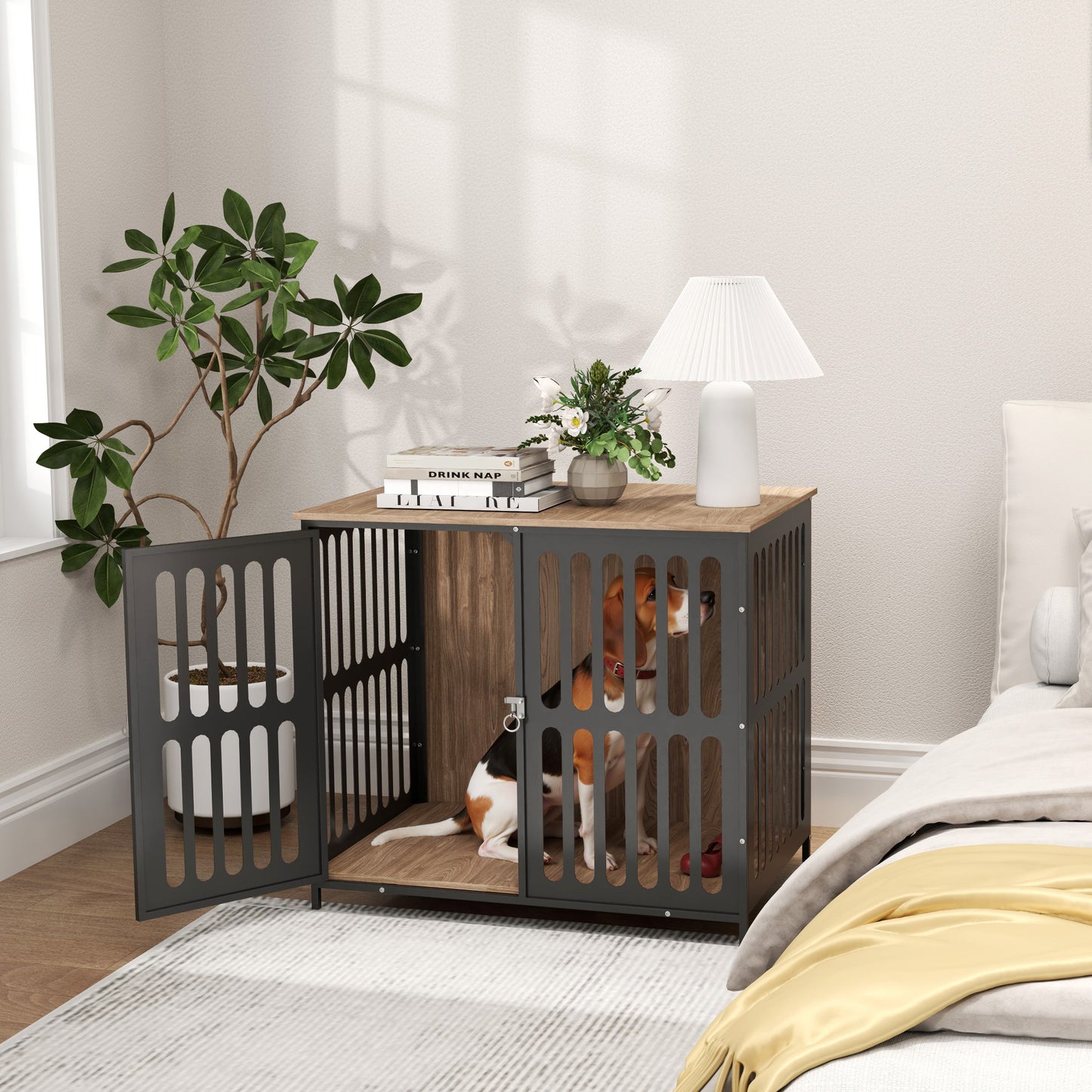 8 Panels Heavy Duty Dog Playpen with Door Indoor Outdoor, 80cm High