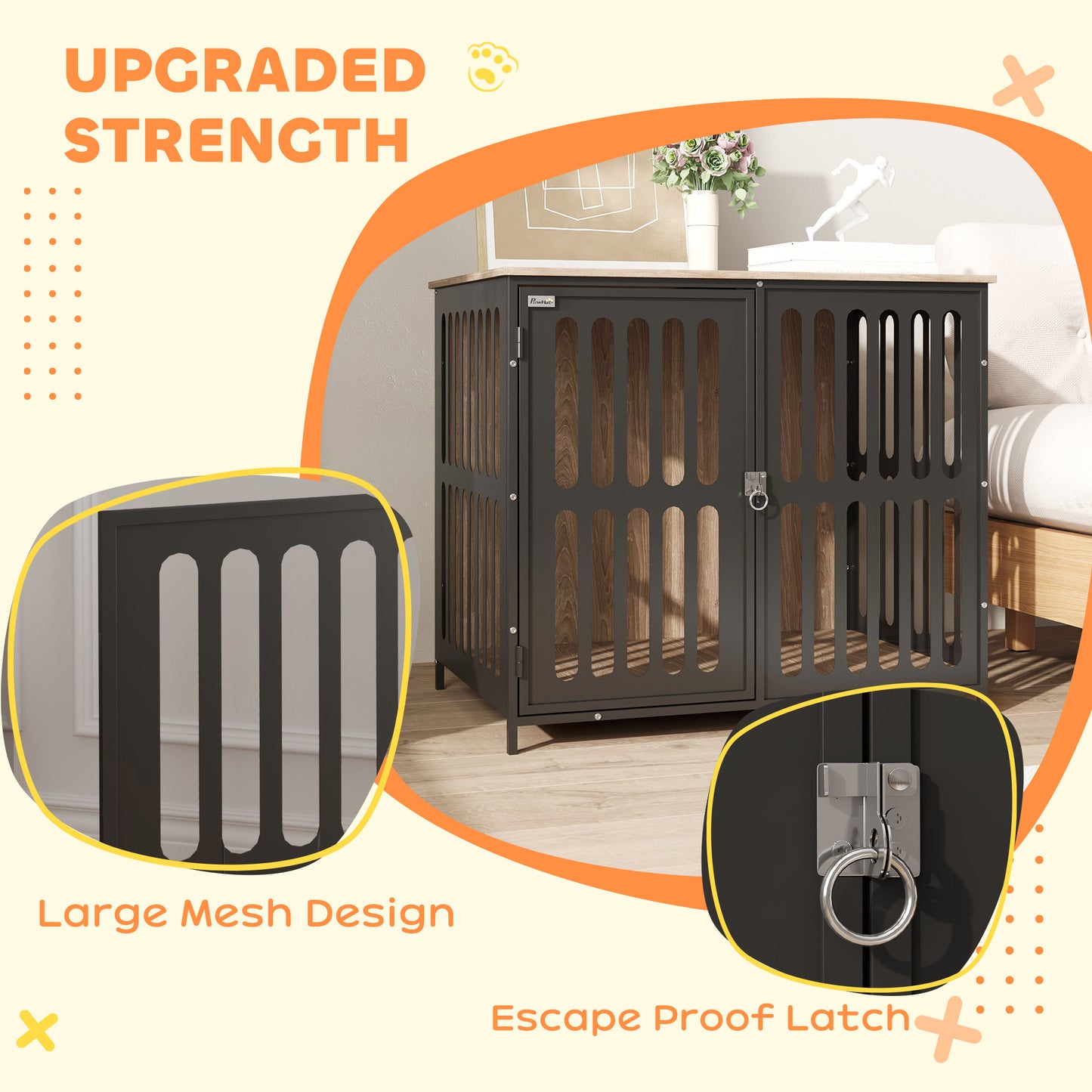 8 Panels Heavy Duty Dog Playpen with Door Indoor Outdoor, 80cm High