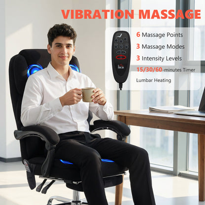 Executive Office Chair, Desk Chair with Massage and Heat, Black