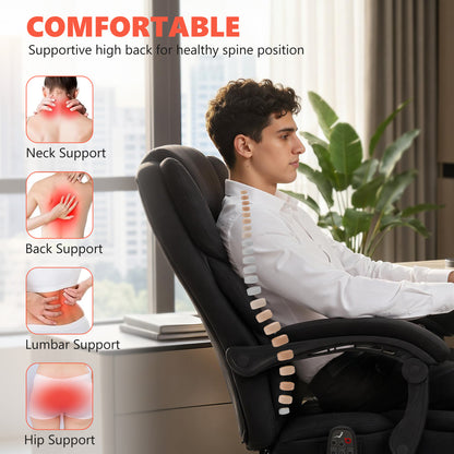Executive Office Chair, Desk Chair with Massage and Heat, Black