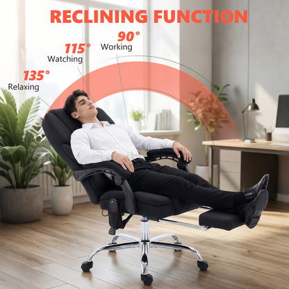 Executive Office Chair, Desk Chair with Massage and Heat, Black