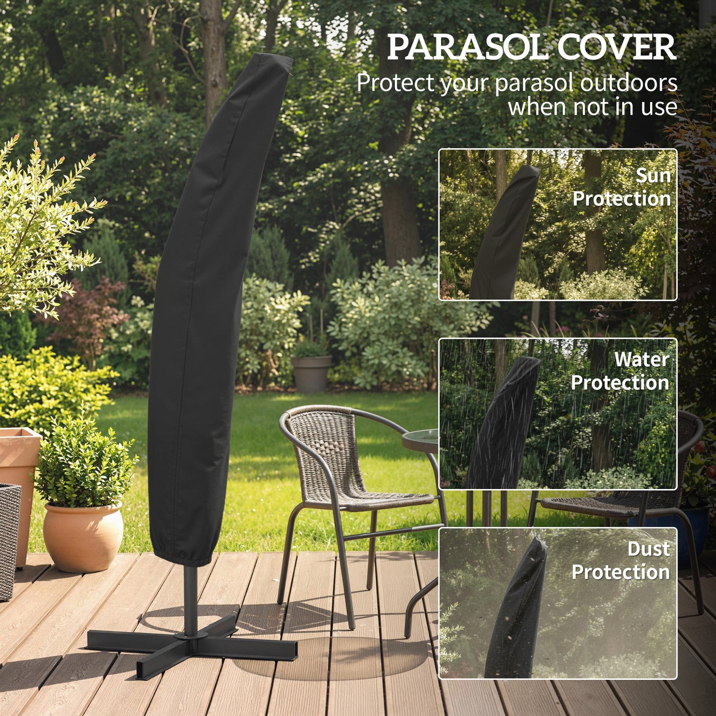 3(m) Banana Parasol Cantilever Umbrella Garden w/ Base Weights - Coffee Brown
