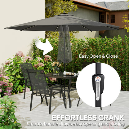 3 m Garden Parasol Umbrella with LED Lights, Patio Umbrella Grey